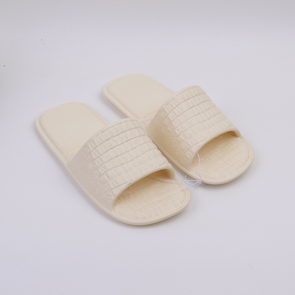 Solid color checkered women's flip-flops beige 38-39