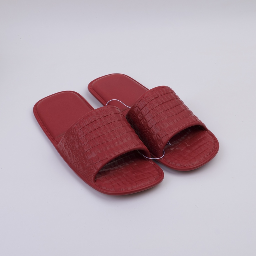 Solid color square women's flip-flops Red 40-41