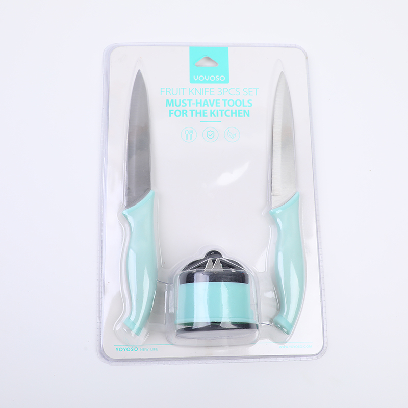 3PCS SET OF PARING KNIFE WITH KNIFE SHARPENER