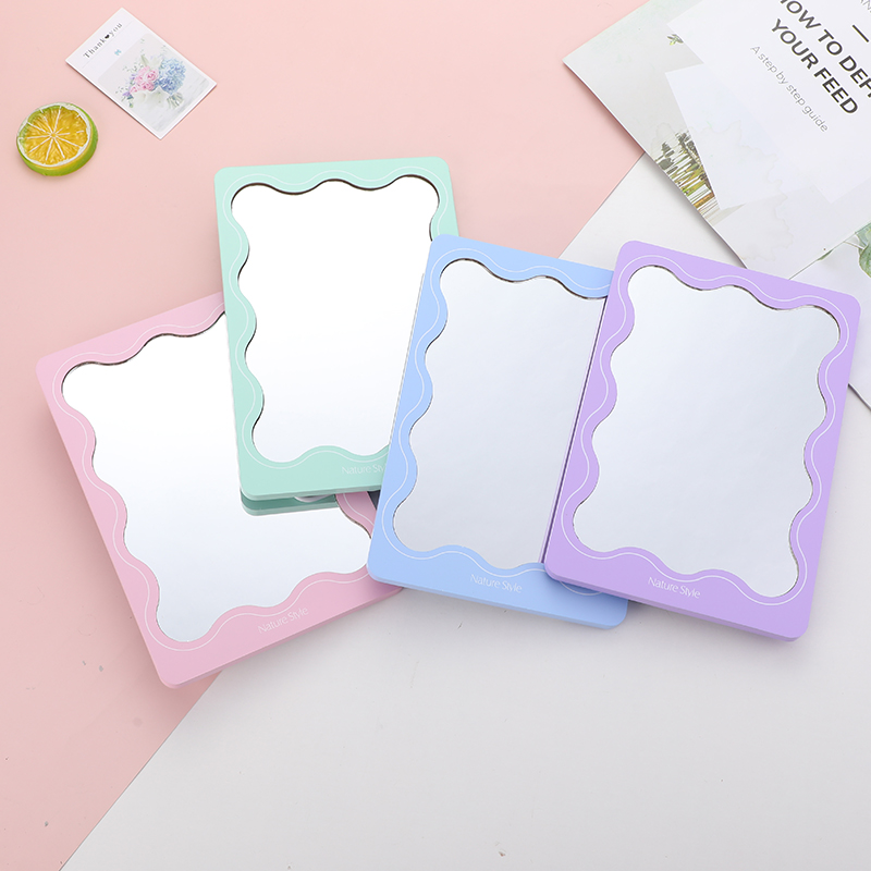 INS wavy wooden tabletop mirror