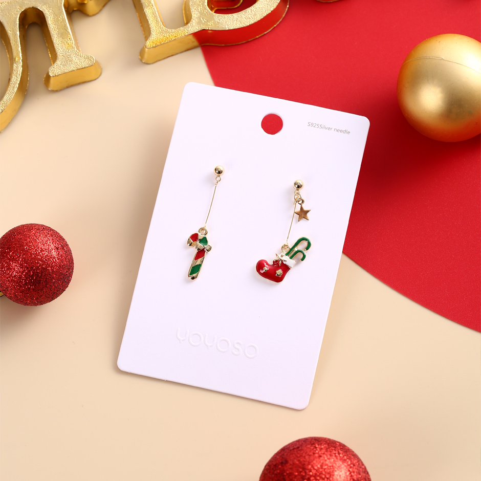 Christmas walking stick boots earrings