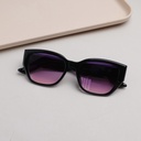 Wide-Temple Ladies' Sunglasses - Black Frame and Purple Lens
