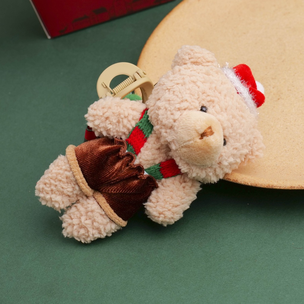 Adorable Little Bear Fabric Claw Clip- Coffee