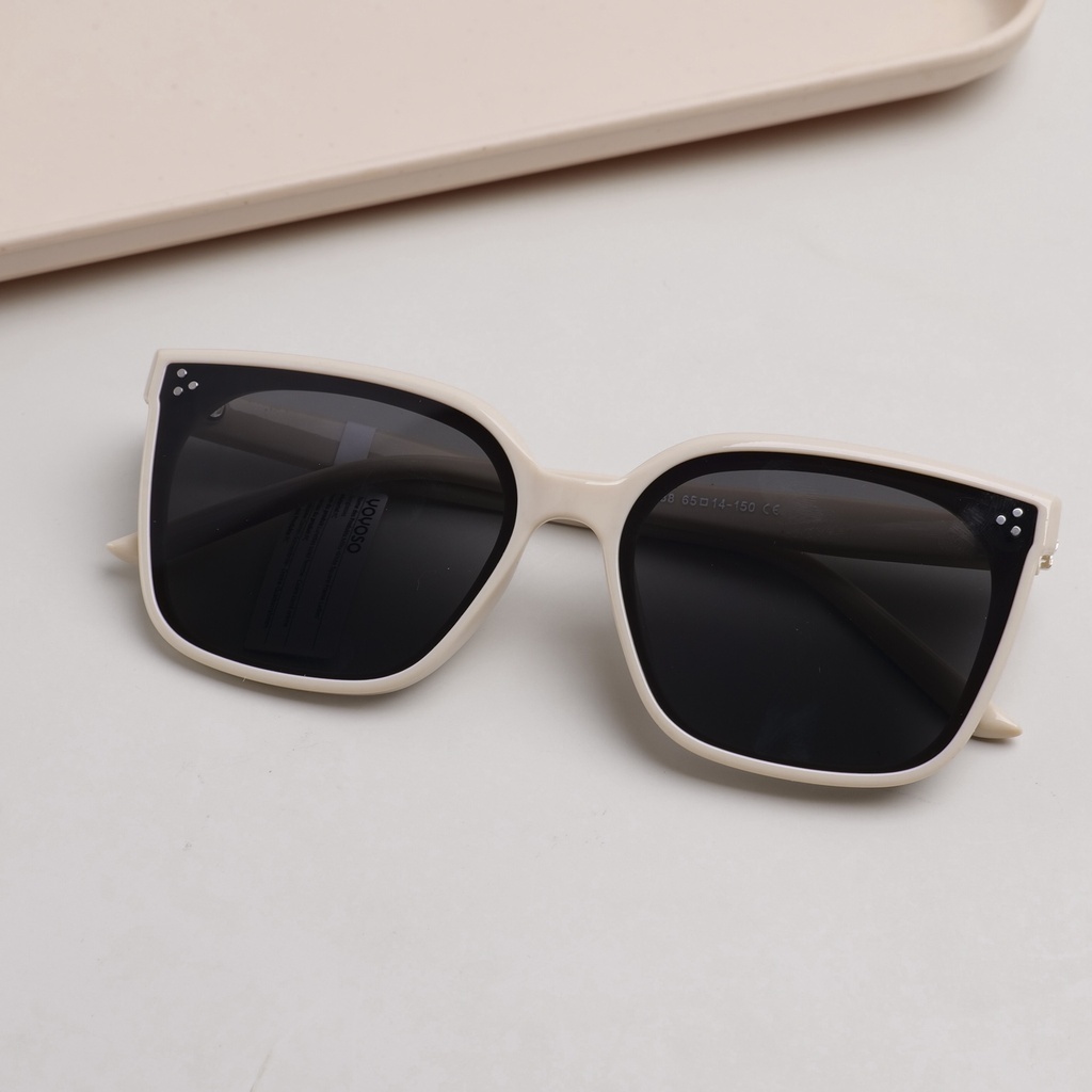 Milky-White Square-Frame Ladies' Sunglasses