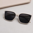 Milky-White Square-Frame Ladies' Sunglasses