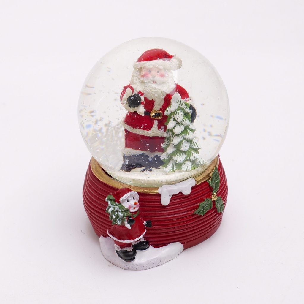 Christmas Series - Medium-sized Red Santa Claus Hugging a Tree Water Globe Ornament65#