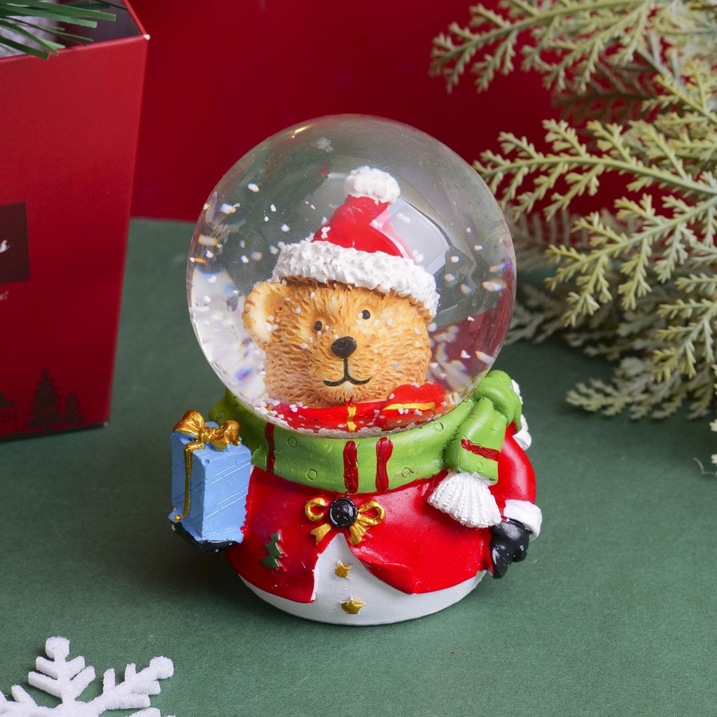 Christmas Series - Red Bear Head Water Globe Ornament