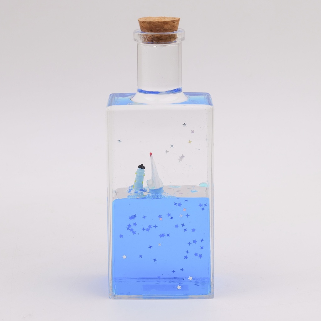 Blue Water Bottle-shaped Small Boat Oil-dripping Ornament