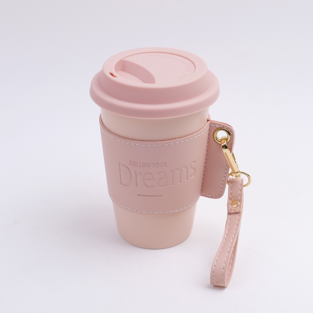 Creative leather mug 380ml- Pink