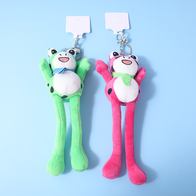 Performing frog stretchable plush doll key chain