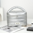 Silver surface velvet covered makeup bag