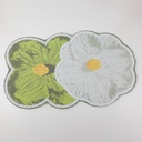 White And Green Floral Mesh Bottom Printed Mat
