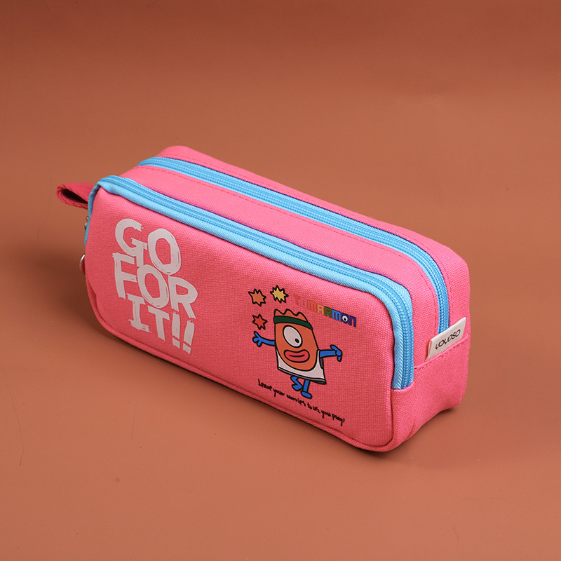 TOMARMON series pencil case with double zipper-rose red