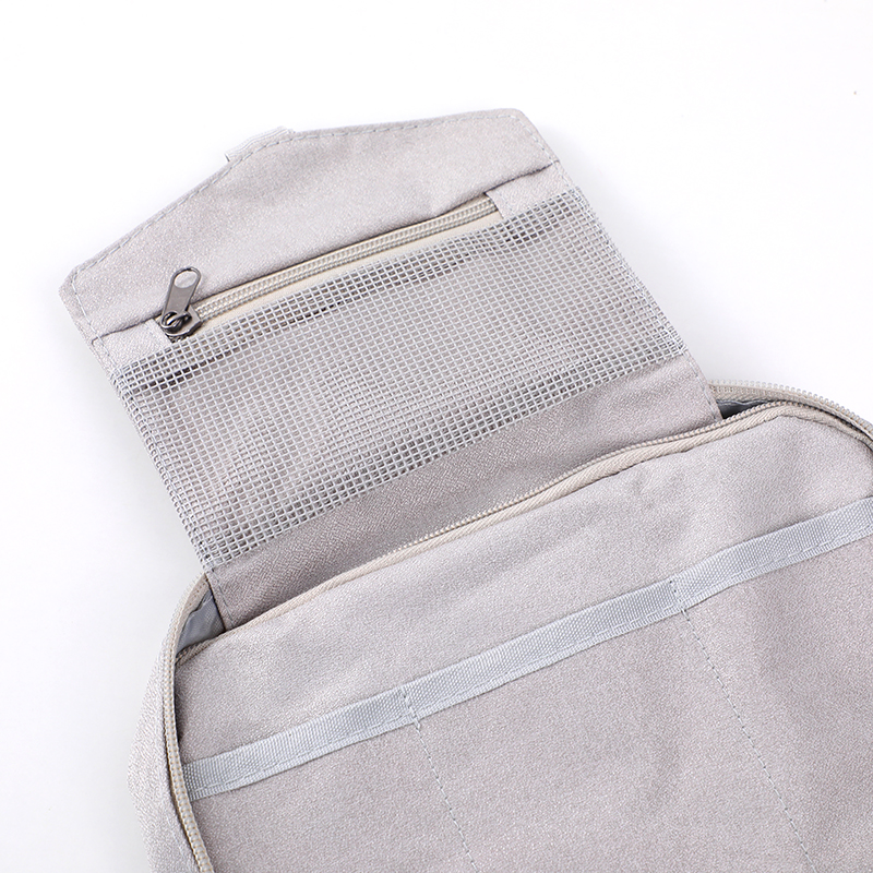 Simple and elegant three compartments storage cosmetic bag
