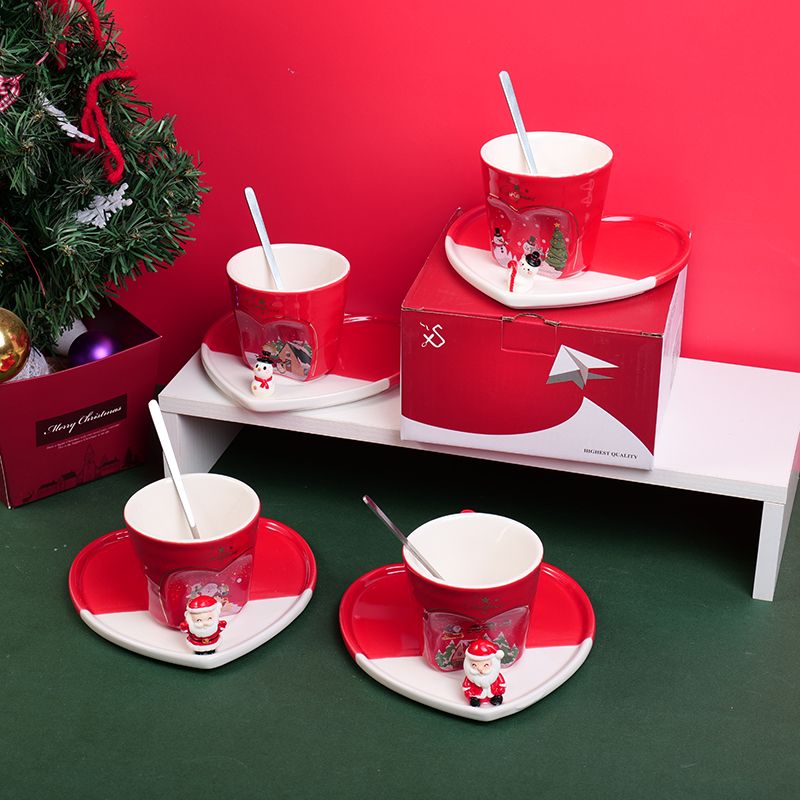 Christmas ceramic cup and saucer-320ml
