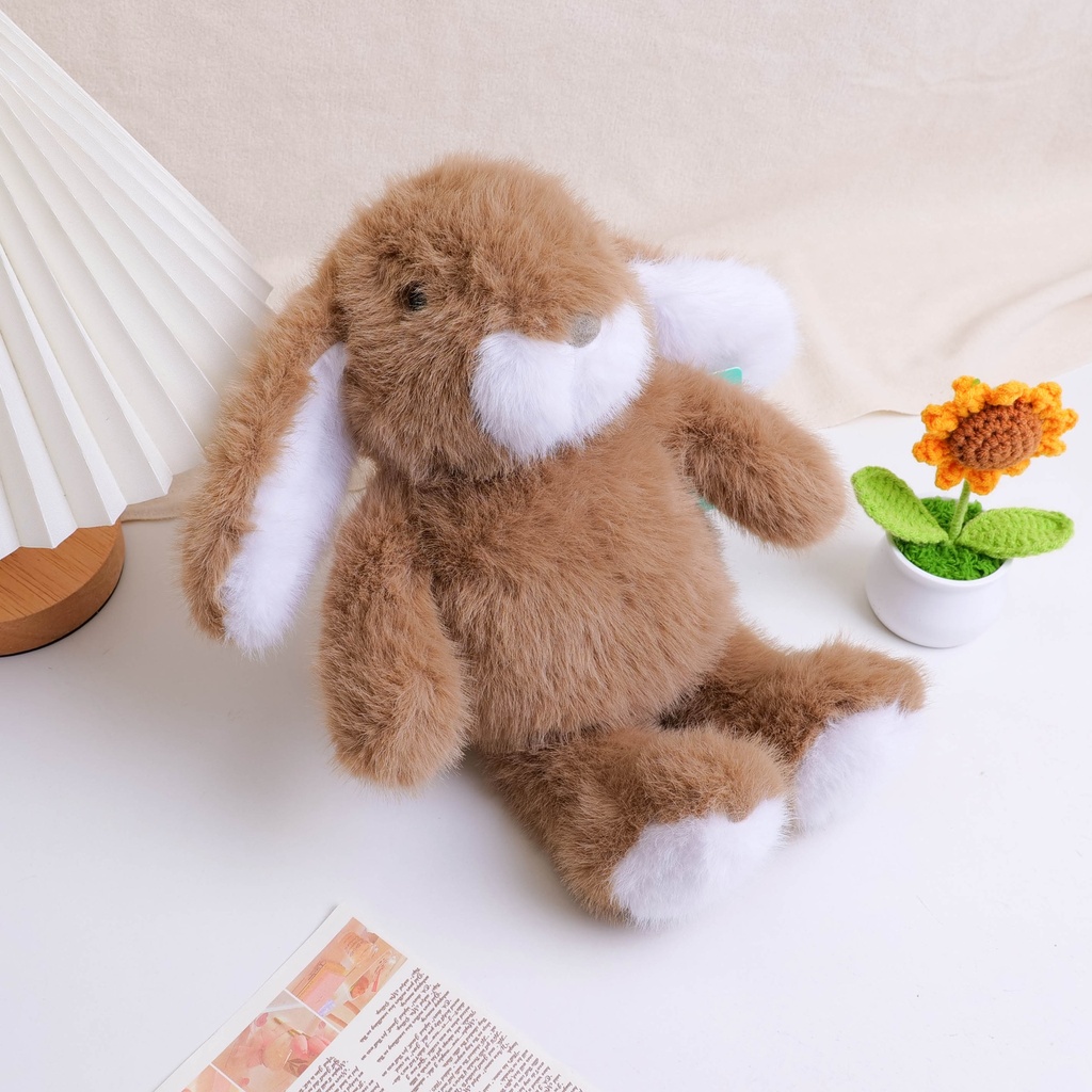 Mink velvet brown long eared rabbit plush doll -33cm(Plastic Eyeball)