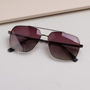 Square-Frame Double-Striped Men's Sunglasses - Brown