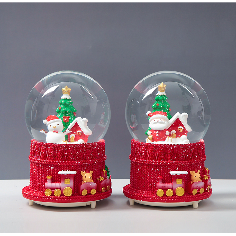 80# Christmas train crystal ball No.80-electric lights manual shaking snow