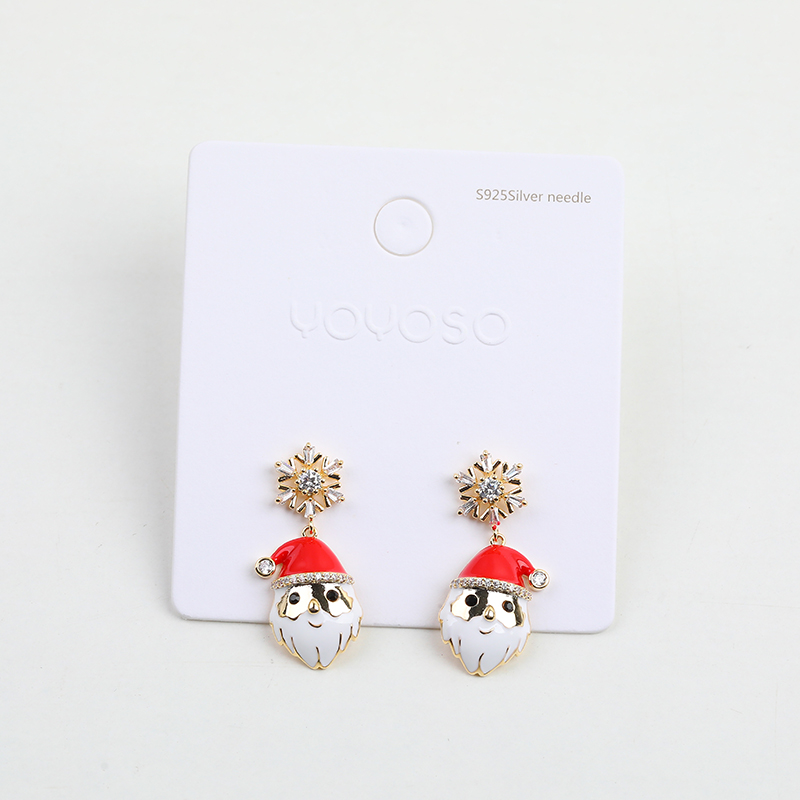 Christmas series white beard santa earrings 
