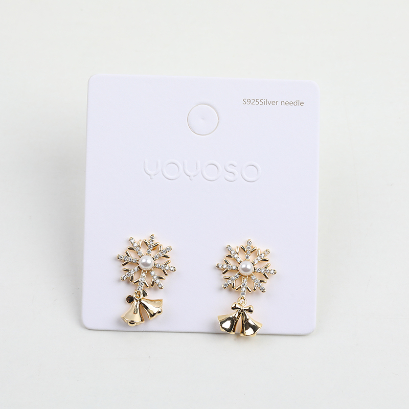 Christmas series gold bell stud earrings