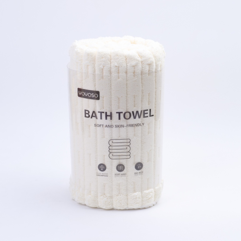 Coral Velvet Bamboo Large Bath Towel - Off-White