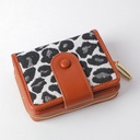 Leopard printed two folding wallet with zipper-small
