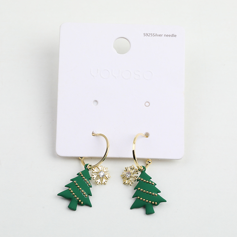 Christmas series dark green christmas tree earrings