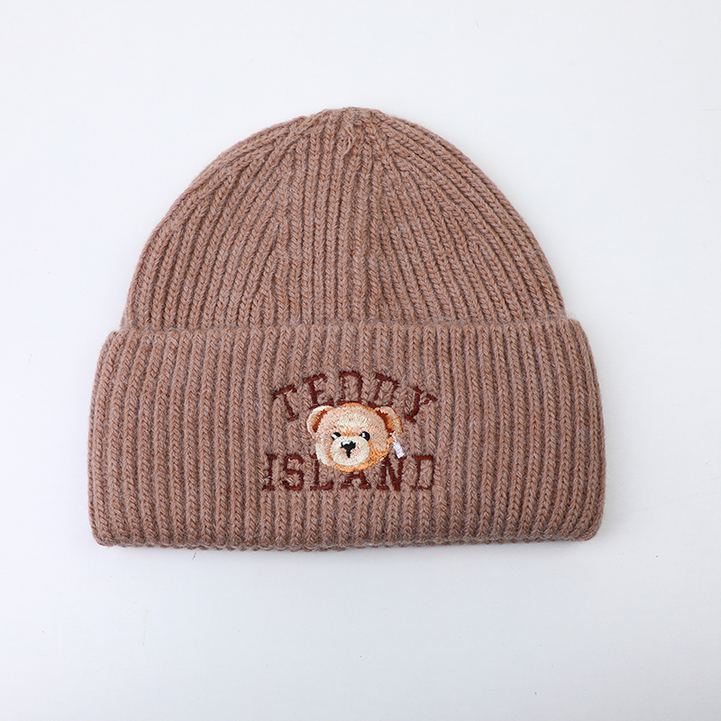 TEDDY ISLAND series english embroidered knitted hat-khaki