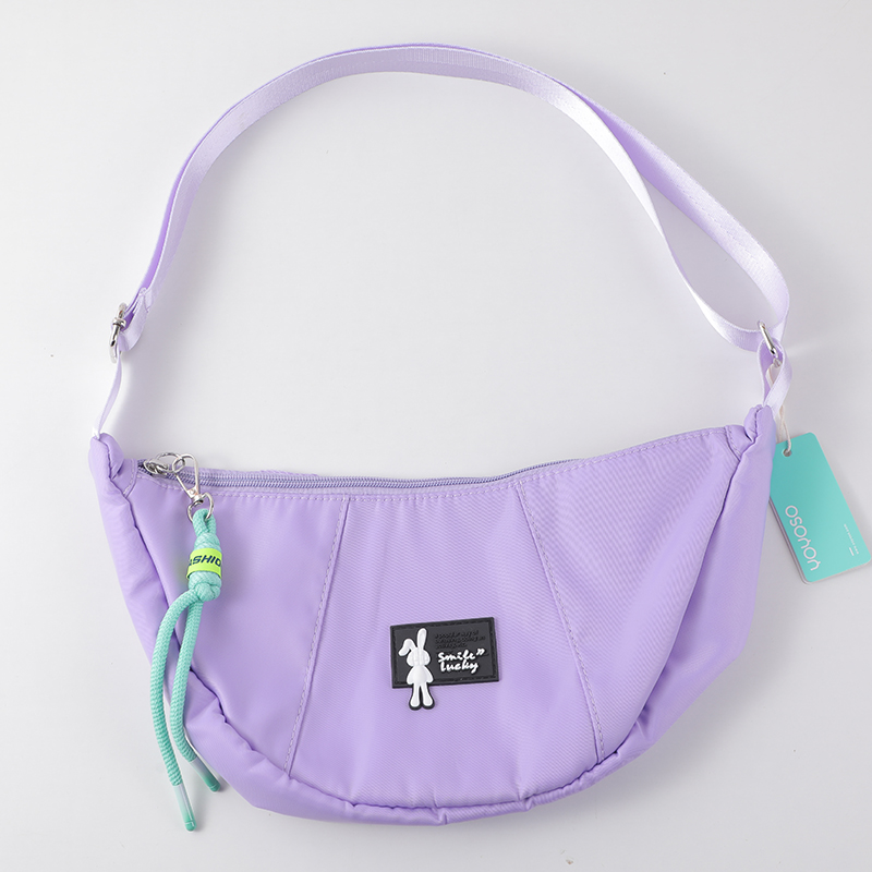 Cool fashionable rabbit logo crossbody bag with zipper-purple