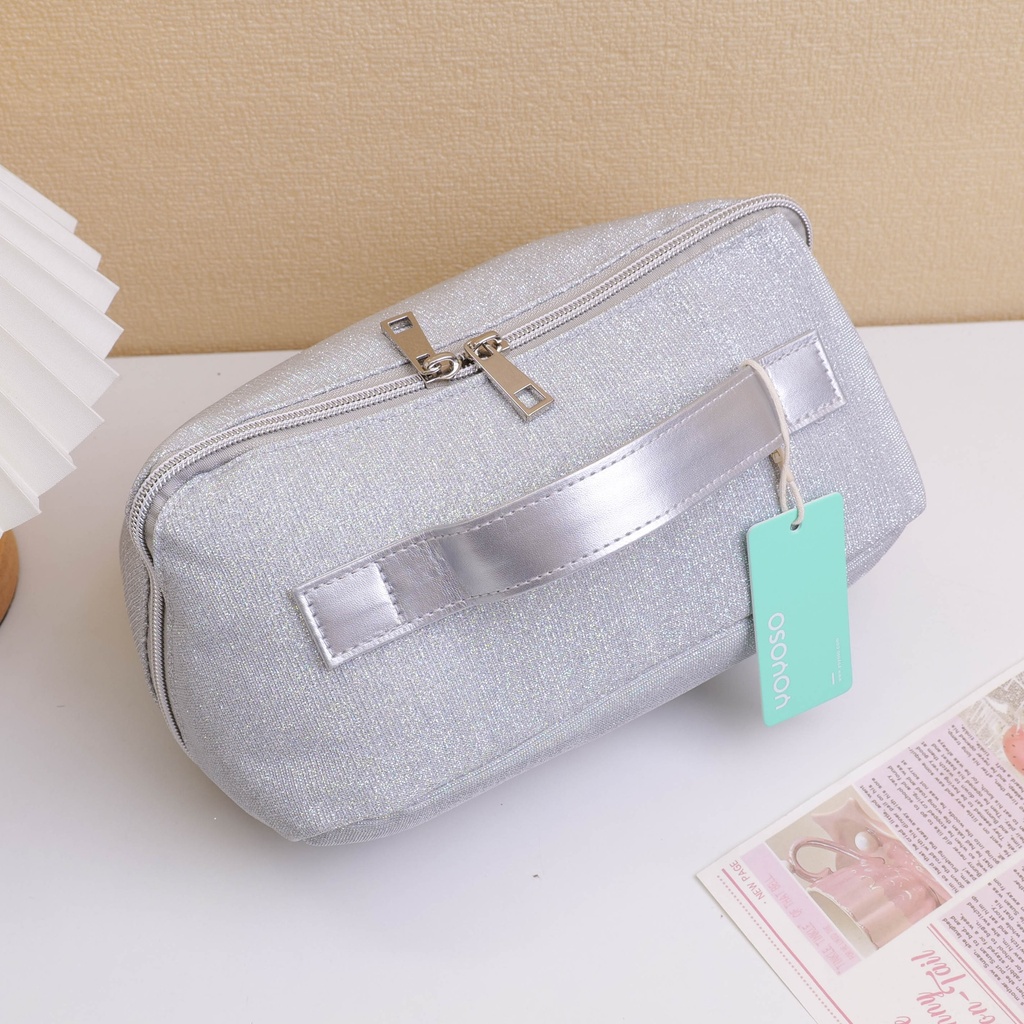 Sparkly Shell Makeup Bag - Silver