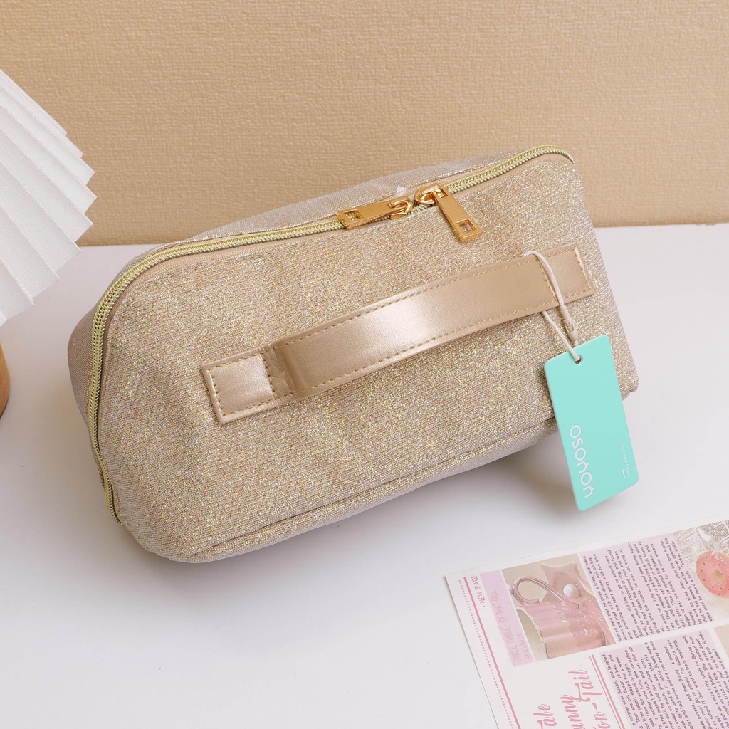 Sparkly Shell Makeup Bag - Gold