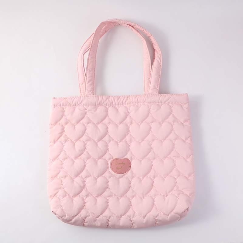 Love embroidered magnetic button shoulder bag-pink