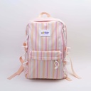 Striped Lightweight Backpack-Pink
