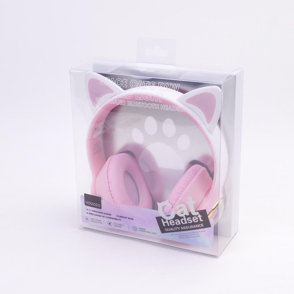 CA-045 Space Cat's Paw LED Light Headband Bluetooth Headset Pink