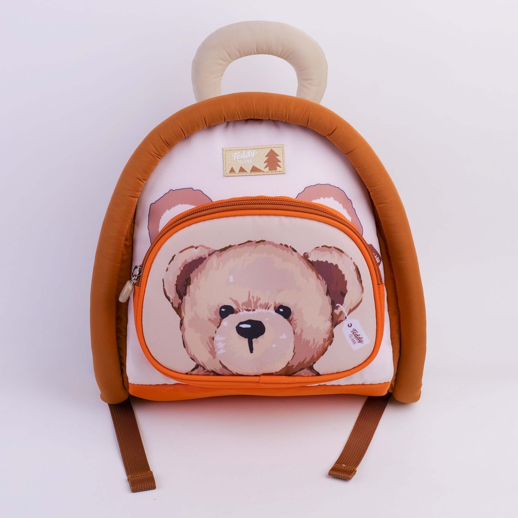TEDDY ISLAND Series Trimmed Kids Backpack - Brown