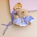 TEDDY ISLAND Series Stripe Skirt Plush Key Ring -Blue