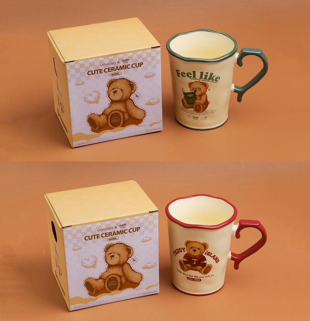 TEDDY ISLAND Series  Cute Ceramic Cup-480ml