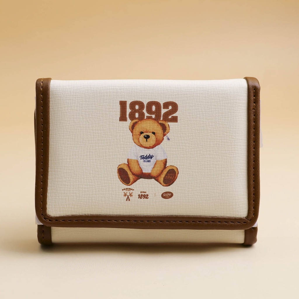 TEDDY ISLAND Series Small Tri-fold Wallet -Coffee
