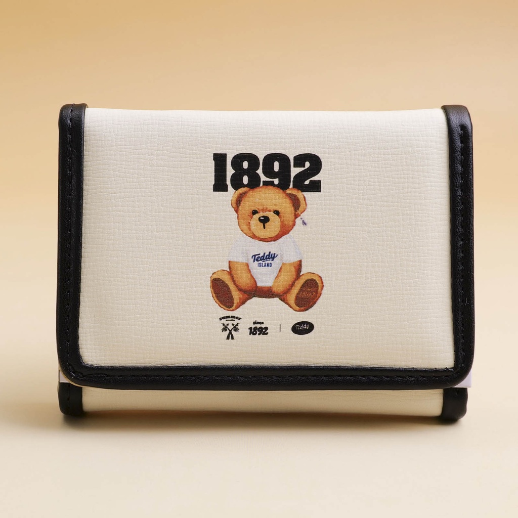 TEDDY ISLAND Series Small Tri-fold Wallet -Black