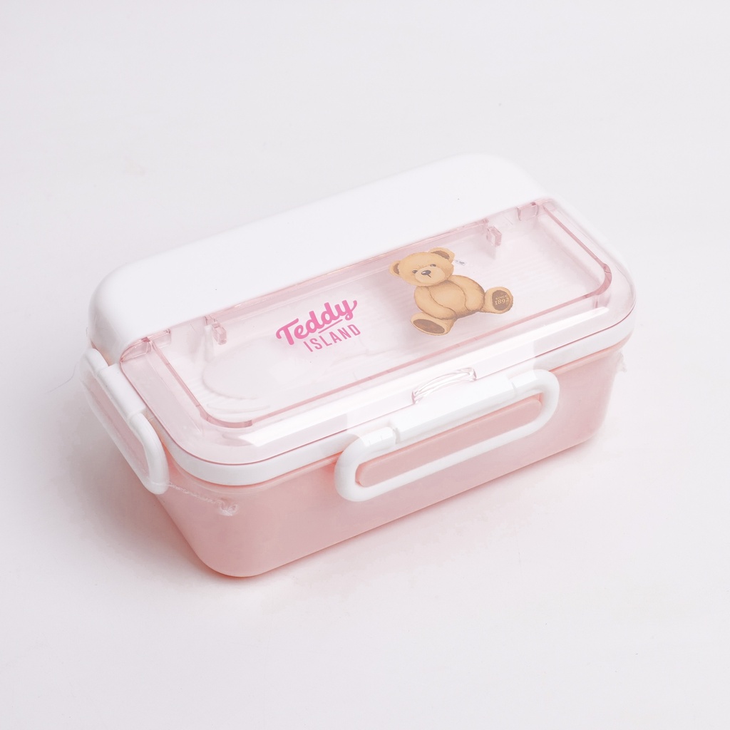 TEDDY ISLAND Lunch Box - 2-Layer 1500ml Pink