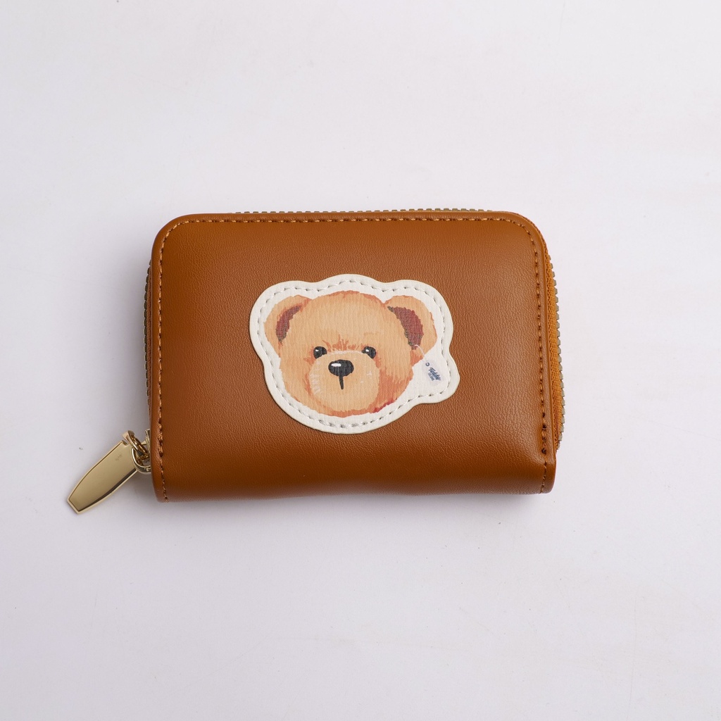 TEDDY ISLAND Series Short Accordion Wallet - coffee