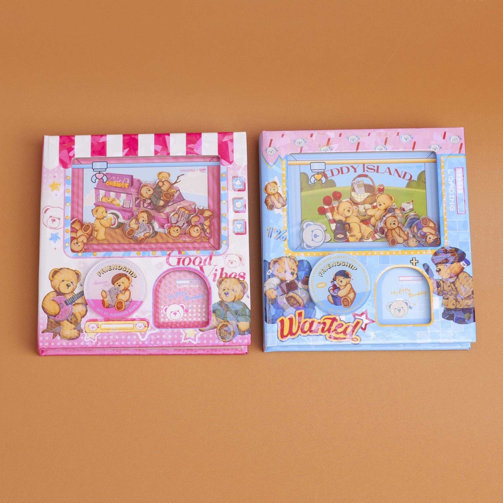 TEDDY ISLAND series gashapon machine hardcover small square book- 80 blank inner pages