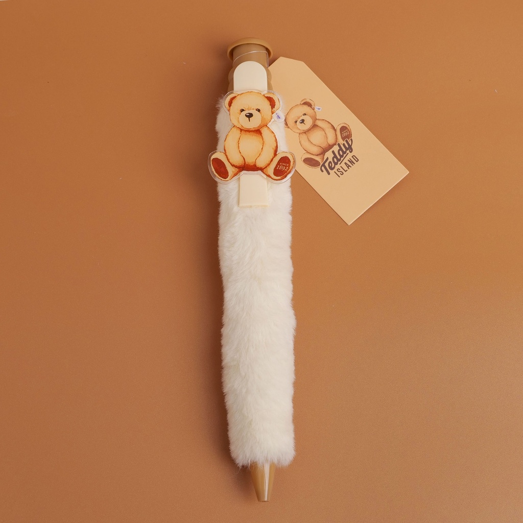 TEDDY ISLAND Series  Beige Extra-large Plush Ball Pen - Black