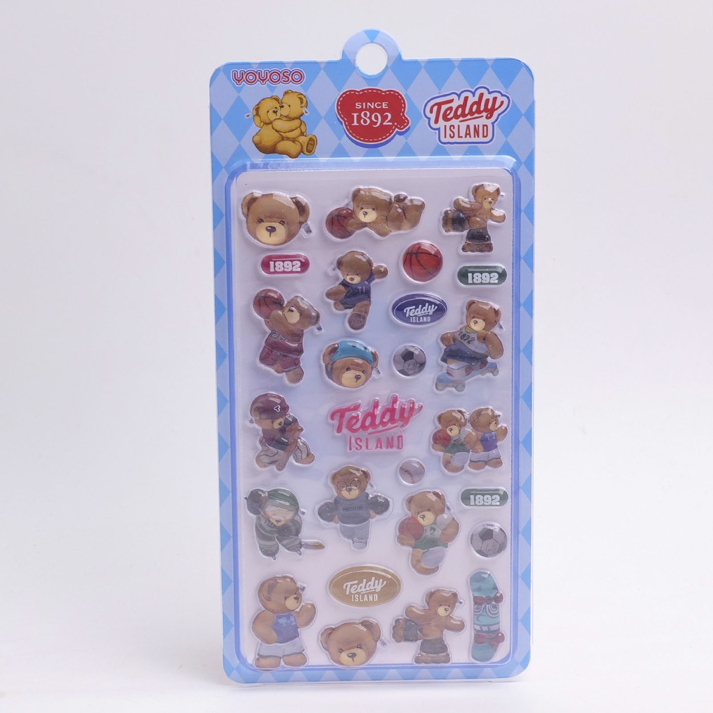 TEDDY ISLAND Series Embossed Sticker (Blue + Yellow)