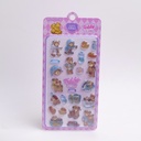 TEDDY ISLAND Series Embossed Sticker (Green + Pink)