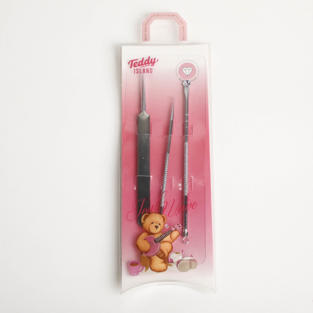 TEDDY ISLAND Series Blemish-Care Tweezer Combo 3pcs Set