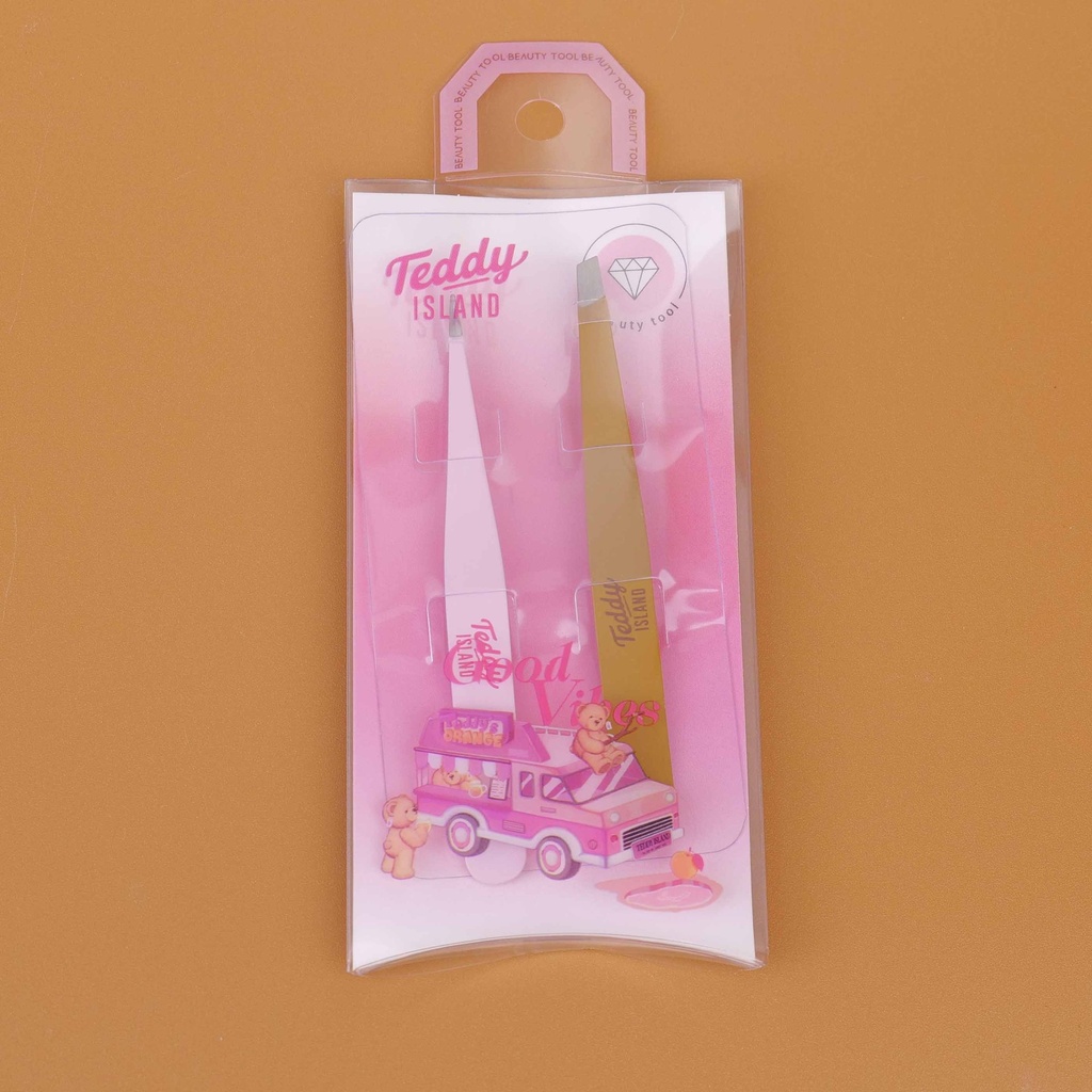 TEDDY ISLAND Series Exquisite Eyebrow Tweezers 2pcs Set