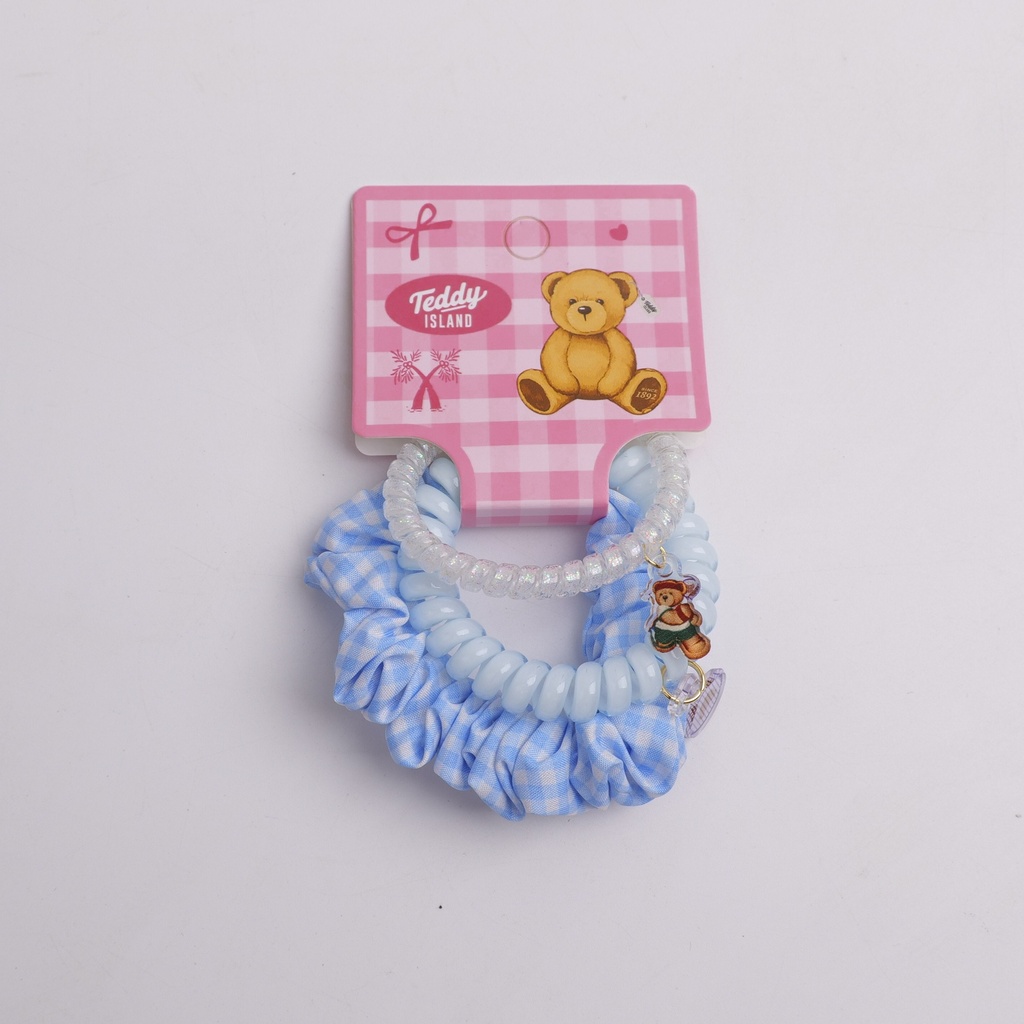 TEDDY ISLAND Series Telephone Cord Elastic Band Combination -Blue