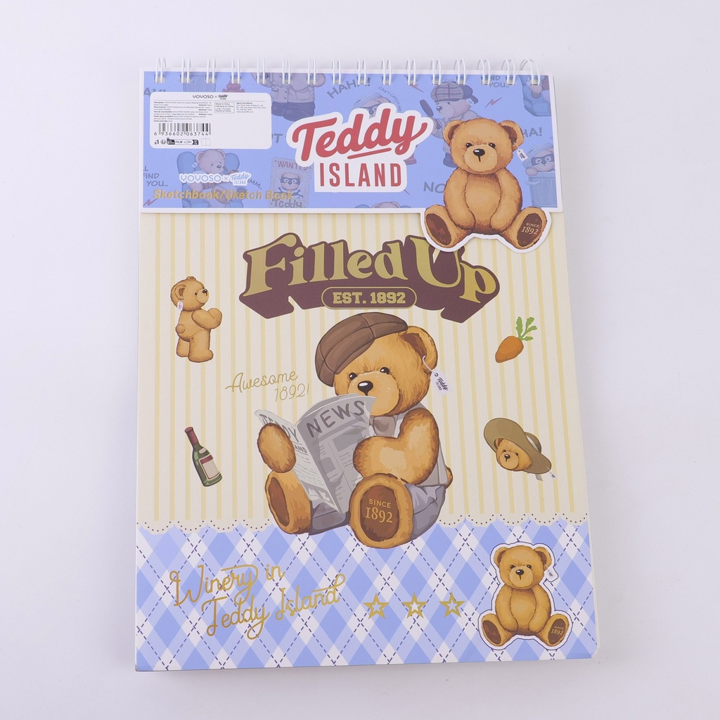 TEDDY ISLAND Series A5 Rubber Cover Notebook - Lineated Inner Page 96 PCS