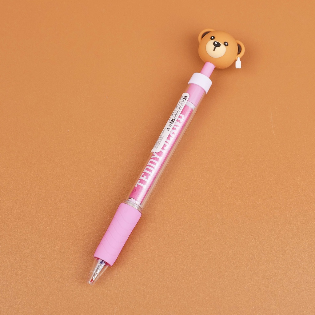 TEDDY ISLAND Series   Pink Rotating Sketch Gel Pen - Blue Core